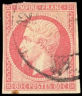 E-ISABEL II. FRANCIA. 80c. C.1858, S/d. RRR. Margen Sup.izdo Corto. Matasello R. De C. #42 De Sta Cruz De Tenerife, Espa - Other & Unclassified