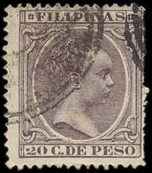 E-MARIANAS ISLANDS. C.1894. 20c Violeta Negro De Filipinas, Mat Lacrador Negativo De MARIANAS. Muy Raro. - Other & Unclassified