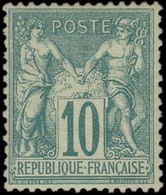 FRANCE. 1876. Sage 10c Green, Type I, Nicely Centered, Original Gum, Light Hinged. VF (2005 Cat 1,200 Euros). - Other & Unclassified
