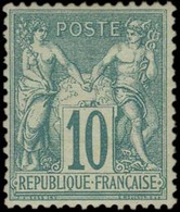 FRANCE. 1876. Sage 10c Green, Type I, Nicely Centered, Original Gum, Light Hinged. VF (2005 Cat 1,200 Euros). - Autres & Non Classés