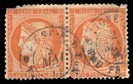 FRENCH COLONIES. MARTINIQUE. 40c Orange RF. Horizontal Pair, Perf. Superb "Ligue B"/* Paq. Fr. Nº2/2MA 77 (xxx). Cds. Ex - Other & Unclassified