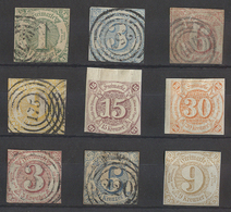 GERMAN STATES-T&T. 1859-62. Southern District. 9 Values Mixed Cond Used And Two Mint. Opportunity. - Autres & Non Classés