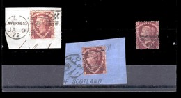GREAT BRITAIN. 1870. Sg.52ª(3). 1 1/2d. Pl. 1. 3 Stamps, 2 On Piece, Scotish Camels. (2006 &150). - ...-1840 Vorläufer