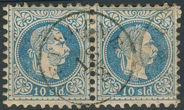 GREECE. C.1867. Austrian PO Meteline Cds On 10 Sld Blue Central Pair. - Other & Unclassified