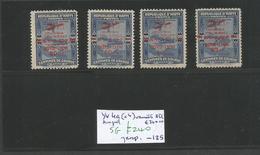 HAITI.  C. 1930 Airmail Yv. 4a (x4) Overprinted 60c/20c Red, All With Diff  Varieties. Columbia - NY Flight. Boyd - Lydn - Haiti