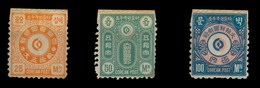 KOREA. 1884. Yv 3/5 (x)/x. 25,50 And 100ms. Mostly Fine. - Korea (...-1945)