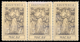 MACAU. ASSISTENCIA. 1930. Postal Tax. (Af. 6) 5A Sepias/castanho Claro. Horiz. STRIP OF THREE. Fine And Fresh. - Sonstige & Ohne Zuordnung