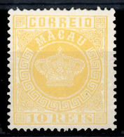 MACAU. 1884. Crown Issue. 10rs Yellow. 1885 Reprint On White Thick Paper, Perf 13 1/2. Fine. - Altri & Non Classificati