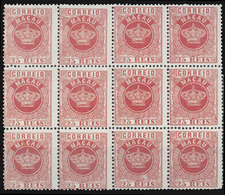 MACAU. 4*. 25rs Rose, Perf. 12½  BLOCK OF TWELVE. Fine Mint. - Other & Unclassified