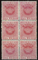 MACAU. 4*. 25rs Deep Carmin Rose. Perf 12½. Vert. BLOCK OF SIX. Very Fine Mint. Scarce Multiple Of This Shade. - Autres & Non Classés