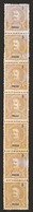 MACAU. 132*. 1903. D. Carlos I Mouchon, New Colours. 5a Yellow Chestnut. VERTICAL STRIP OF SEVEN Stamps (complete Row Of - Altri & Non Classificati