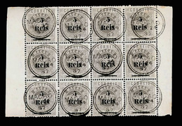 MACAU. 24º. 1887 Crown Issue, Ovptd. 5s/80r Grey. Perforation 13½. A Staggering BLOCK OF TWELVE With Border Margins At B - Sonstige & Ohne Zuordnung