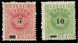 MACAU. 22/23*. 1885 Crown Ovpted. Issue 5/25r And 10/50r (p 13 1/2). Fine. - Autres & Non Classés