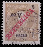 MACAU. 198º. 1913. D. Carlos I. 1/2 / 5A. INVERTED Tax Ovpt., Cancelled 17 Nov 13. V. Scarce. - Other & Unclassified