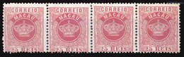 MACAU. 4*(x4). 1884 Crown Issue. 25rs Red Rose, Perf 12 1/2. Horiz. STRIP OF FOUR. - Altri & Non Classificati