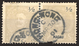 MACAU. 78º (x2). 1898. D. Carlos Mouchon 1/2a Grey. Perf 12 1/2 Horiz. Pair, "Hong Kong / Mr 30 / 01" Small Central Cds  - Other & Unclassified