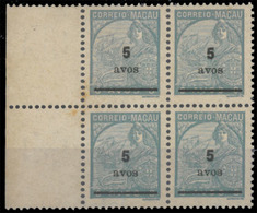 MACAU. 308*** (x4) 5a / 8a Light Blue. BLOCK OF FOUR, Border Margin At Left, Where Shows "Cross Watermark" Centrally. Sc - Altri & Non Classificati