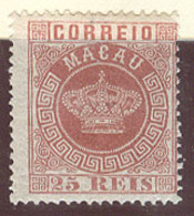 MACAU. 1884. Af 4 (x). 25rs Red-rose, Perf 13 1/2. Fine. - Other & Unclassified