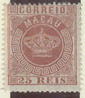MACAU. 1884. Af 4x. 25rs Rose, Perf 13 1/2. - Other & Unclassified