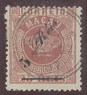 MACAU. 1885. Af 11cº. 5rs / 25rs Rose Perf 12 1/2 With Accent Cds 22 Nov 87 Thin Bar. Fine A Better Scarce Stamp. - Altri & Non Classificati