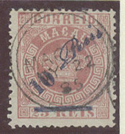 MACAU. 1885. Af 12aº. 10r / 25r Rose Well Centered Perf 12 1/2 Cds 22 My 85. Variety "0" Of 10 Fallen About 2mm Lower. M - Autres & Non Classés