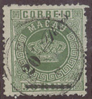 MACAU. 1885. Af 14º. 20rs / 50rs Pf 12 1/2 Cds 4 Au 86 (?) Bar 2,5 X 20mm. Fine Variety Teis Letters Moved Upper To Figu - Other & Unclassified