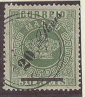 MACAU. 1885. Af 14º. 20rs / 50rs Green Well Centered Perf 13 1/2 Bar 2,5 X 20mm 5th Row III Cds 27 AP 88. VF Item. - Autres & Non Classés