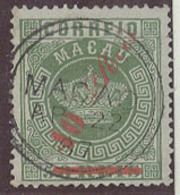 MACAU. 1885. Af 15º. 40rs / 50r Green Perf 13 1/2 Rather Well Centered Cds 22 AP 87 Variety. Fine. - Other & Unclassified