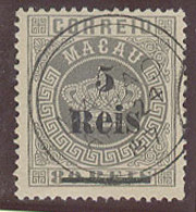 MACAU. 1887. Af 24º. 5r / 80r Live Grey Perf 13 1/2 Rather Well Centered. Surcharge Type A Cds 24 AP 87. VF. - Altri & Non Classificati