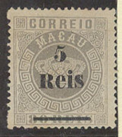 MACAU. 1887. Af 24 (x). 5r / 80r Grey Perf 13 1/2 Mint No Gum. Surcharge A. Fine. - Altri & Non Classificati