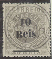 MACAU. 1887. Af 26º. 10r / 80r Grey Perf 13 1/2 Well Centered Cds 29 AP 88. - Other & Unclassified