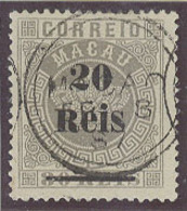 MACAU. 1887. Af 28º. 20rs / 80rs Grey Well Centered Perf 13 1/2 Cds. 8 SP 87. XF. - Other & Unclassified
