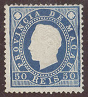 MACAU. 1887. Af 37 (x). 50rs Blue Perf 13 1/2. Fine Mint Better Perf. - Altri & Non Classificati