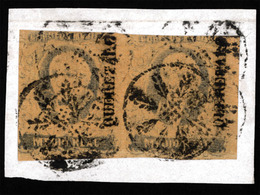 MEXICO. ½ 1861. Horizontal Pair On Piece/Querataro. Fleurum Cancel. Sc 6° ( X2). Very Fine. - Mexico