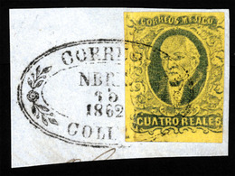 MEXICO. 4rs Black/yellow. No Name.Colima, NF $200.On Piece. Sc.9°. Very Fine. - Mexico