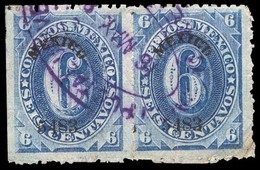 MEXICO. 6c Mexico 5483. Violet Oval Cancel. Bearly Perf. Pair In Between. Sc. #148 X 2. Used. XF. - Mexico