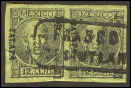 MEXICO. 12 C Horizontal Pair. Jalapa. "Franco En Tesiutlan" (xxx). Schatzkes 639. Beauty. Used. XF. Sc. # 59 X 2. - Mexiko