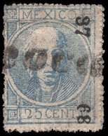 MEXICO. 1868-72. 25c. Thick Figures Perf. (Sc. 68). 37-68. Lagos Teocaltiche Cancel (Sch. 688). Not Refered In This Issu - Messico