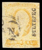 MEXICO. Sc. 2 Used. 1856 1 Real Yellow. Complete Margins. SULTEPEC District Name (rrrr), Ilustrated "Franco / ZACUALPAN" - Mexique