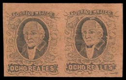 MEXICO. Sc. 11* (2). 1861 8rs Black/buff. No District Name. Horizontal Mint Pair. Large Margins. Excellent Condition. Me - Messico