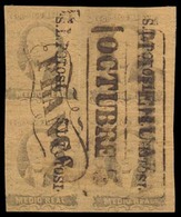 MEXICO. Sc. 6 (4), Used. 1861 1/2 Real. BLOCK OF FOUR. Very Good Margins. SLP Name, Vertically Positioning + MATEHUALA ( - Messico