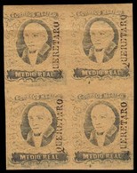 MEXICO. Sc. 6* (4). 1861. 1/2 Real. Mint Original Gum. Queretaro Name, Full Margins. BLOCK OF FOUR. Horizontal Folding C - Mexique