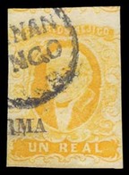 MEXICO. Sc. 2, Used. 1856. 1rl Yellow, Wide Setting. LERMA District Name, Positioned Horizontally Between Stamps. Cancel - Mexico