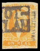 MEXICO. Sc. 2, Used. 1856 1 Real Yellow Intense. Very Good Margins All Around. CUAUTITLAN District Name, With Boxed "TEP - Mexique