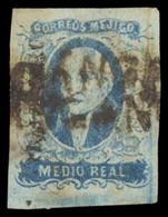 MEXICO. Sc. 1, Used. 1856 1/2 Real Blue, Wide Setting. Large Margins All Around. TLALPUJAHUA District Name + Double Canc - Mexiko