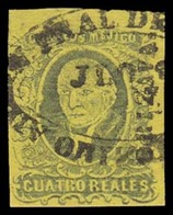 MEXICO. Sc. 9, Used. 1867 PROVISIONAL. 1861 4rs Black / Yellow. Good Margins. Orizava District Name, Oval Cancel Sch. 10 - Mexiko