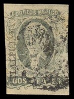 MEXICO. Sc. 8, Used. 1861 2rs Black / Pink, TLAPUJAHUA District Name At Left Bottom To Top Positioning, With Indistinct  - Messico