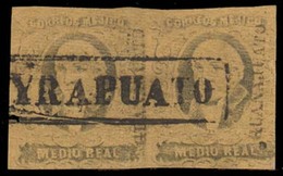 MEXICO. Sc. 6º X 2. 1861. 1/2 Rl Horizontal Pair. Guanajuato District Name "YRAPUATO" Box Cancel On The Reverse (xxx/R). - Messico
