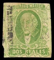 MEXICO. Sc. 3º. 1856, 2rs Green Good Margin. TLALPUJAHUA District Name At Left, Bottom To Top Positioning, Cancelled Lig - Mexico