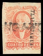 MEXICO. Sc. 4º. 1856. 4rs Red, Large Margins. TLALPUJAHUA District Name, Top To Bottom At Right, "ANGANGUEO" Straightlin - Mexiko